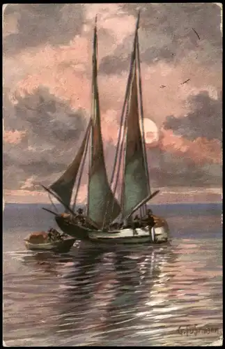 Schiffe/Schifffahrt - Segelschiffe/Segelboote Stimmungsbild Künstlerkarte 1912
