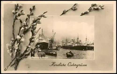 Ansichtskarte Hamburg Hafen Dampfer Steamer Weidenkätzchen 1936