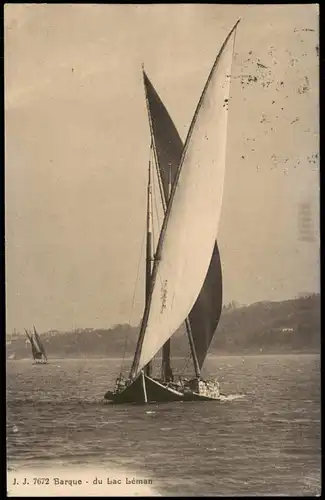 Genf Genève Genfersee (Lac Léman) Barque Lasten-Segelschiff 1917