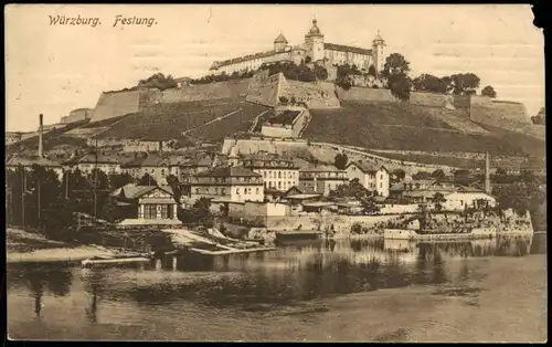 Ansichtskarte Würzburg Festung, Bootshaus - Anleger 1918