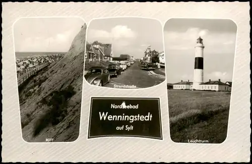 Wenningstedt-Braderup (Sylt) Mehrbildkarte  Kliff Strandstraße Leuchtturm 1962