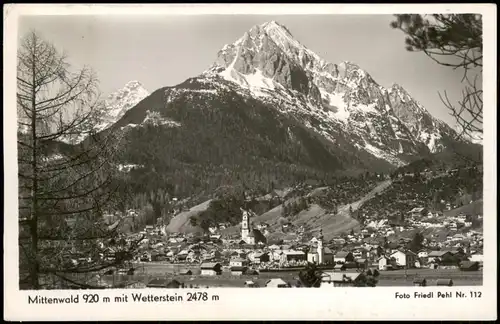 Ansichtskarte Mittenwald Panorama-Ansicht mit Wetterstein Blick 1960