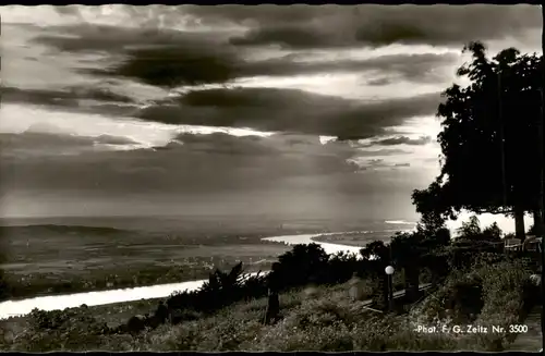Ansichtskarte Königswinter Petersberg Stimmungsbild Abend am Rhein 1960