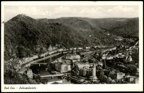 Ansichtskarte Bad Ems Panorama-Ansicht "Lahnaufwärts" 1956