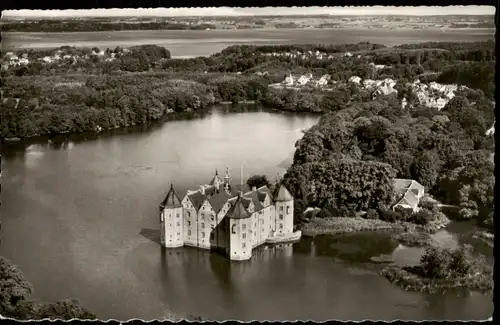 Glücksburg (Ostsee) Lyksborg Schloss Umgebung vom Flugzeug aus 1960