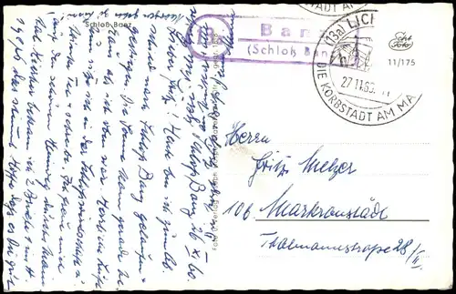 Ansichtskarte Bad Staffelstein Schloss  Kloster Banz 1960   Landpoststempel 13a