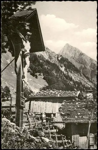 Ansichtskarte Gerstruben-Oberstdorf (Allgäu) Umlandansicht; Jesus-Kreuz 1961