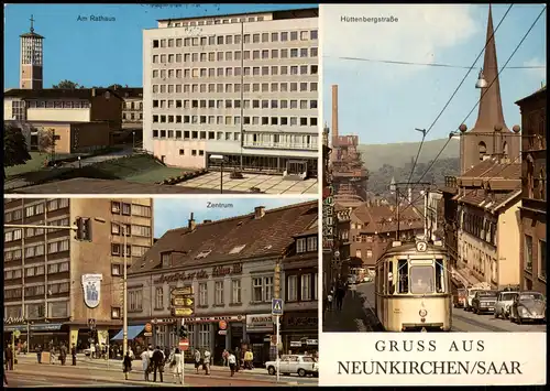 Neunkirchen (Saar) Mehrbild-AK mit Zentrum, Hüttenbergstraße 1975