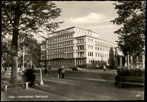 Ansichtskarte Wandsbek-Hamburg Strassen Partie am Rathaus 1955