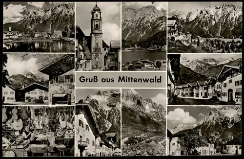 Mittenwald Stadtteilansichten: Geigenbauer, Straßen, Häuser 1961