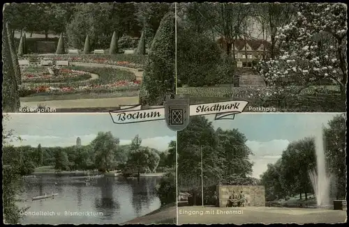 Ansichtskarte Bochum 4 Bild: Stadtpark, Rosengarten, Parkhaus 1963