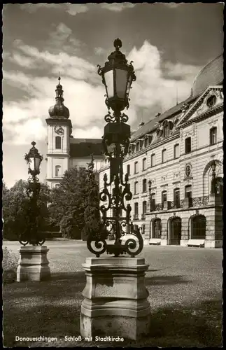 Ansichtskarte Donaueschingen Schloß mit Stadtkirche - Fotokarte 1961
