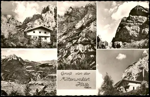 Ansichtskarte Mittenwald Mittenwalder Hütte und Felsen Mehrbild 1962