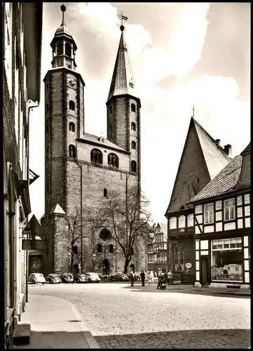 Ansichtskarte Goslar Marktplatz, Kirche Autos Geschäft 1962