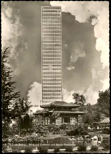 Ansichtskarte Leverkusen Blick auf Teehaus und Bayer-Hochhaus 1963