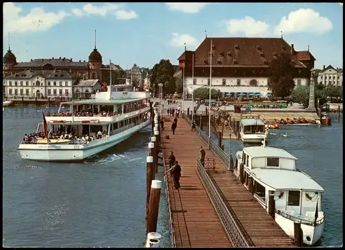 Ansichtskarte Konstanz Hafen Schiffe Dampfer Steamer Colorfoto AK 1973