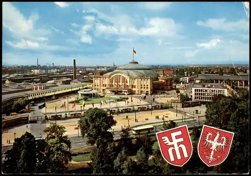 Ansichtskarte Frankfurt am Main Panorama-Ansicht Blick zur Festhalle 1973