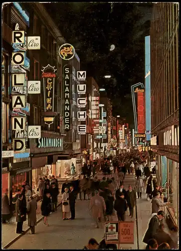 Ansichtskarte Köln Hohestraße bei Nacht, Werbung 1972