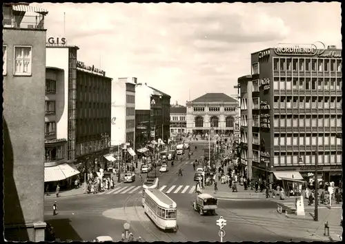 Ansichtskarte Hannover Bahnhofstrasse, Straßenbahn 1962