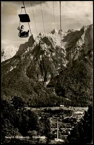 Ansichtskarte Mittenwald Umlandansicht Berglift Mittenwald-Kranzberg 1960