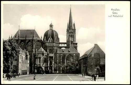 Ansichtskarte Aachen Dom mit Katschhof 1958