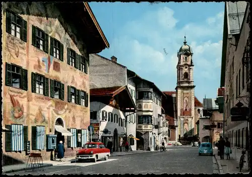 Ansichtskarte Mittenwald Straßenpartie, Autos, Geschäfte 1969