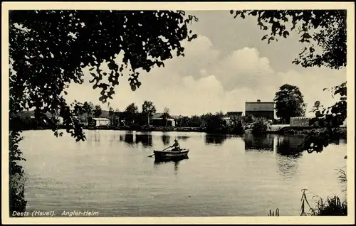 Ansichtskarte Deetz (Havel)-Groß Kreutz (Havel) Anglerheim, Ruderer 1936