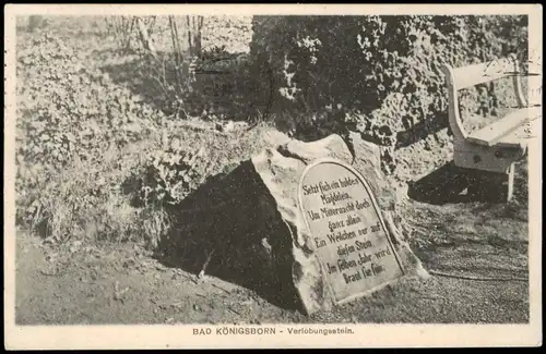 Ansichtskarte Bad Königsborn-Unna Verlobungsstein und Bank 1911  gel.