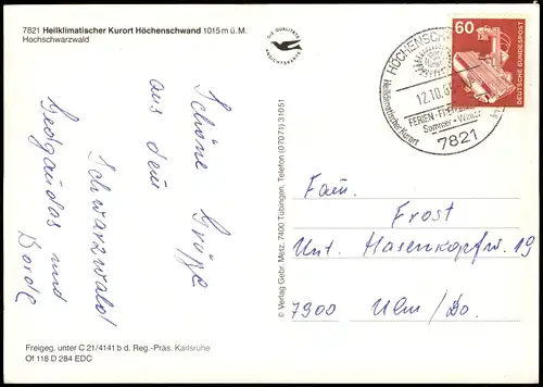 Ansichtskarte Höchenschwand Luftbild 1965