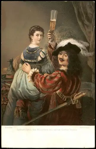 Selbstbildnis des Künstlers mit seiner Gattin Saskia Dresden Rembrandt 1911