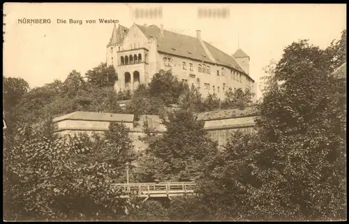 Ansichtskarte Nürnberg Die Burg von Westen 1914  gel Rollstempel