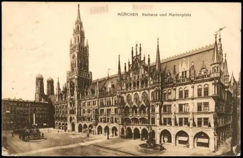 Ansichtskarte München Rathaus, Marienplatz 1918