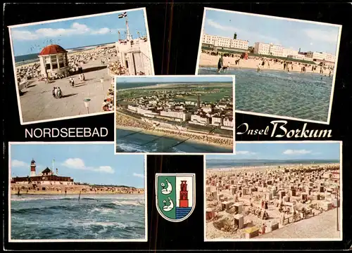 Ansichtskarte Borkum Mehrbildkarte 5 Ansichten NORDSEEBAD 1979/1977
