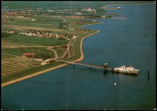 Brunsbüttel Brunsbüttelkoog Luftaufnahme mit ELBEFÄHRE CUXHAVEN-BRUNSBÜTTEL 1970