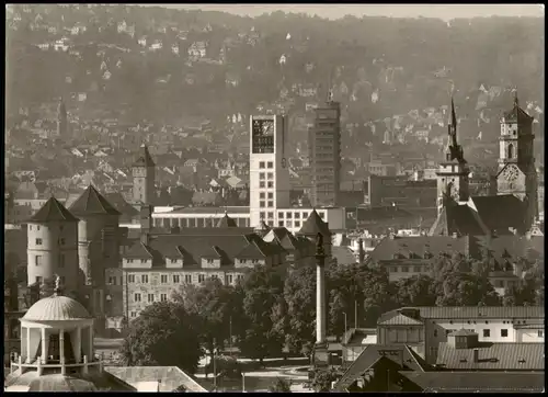 Ansichtskarte Stuttgart Panorama-Ansicht Blick zum Rathaus 1961