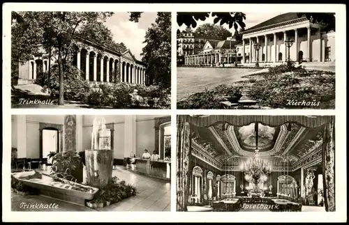 Baden-Baden Mehrbild-AK mit Kurhaus Trinkhalle und Spielbank Innenansicht 1955