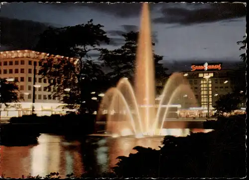 Ansichtskarte Köln Ebertplatz am Abend mit Wasserspiel 1960