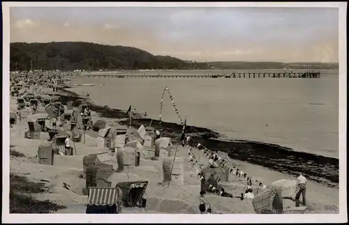 Ansichtskarte Timmendorfer Strand Strandleben, Seebrücke - Ostsee 1934