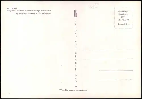 Postcard Posen Poznań Teil der Wohnsiedlung Grunwald 1978
