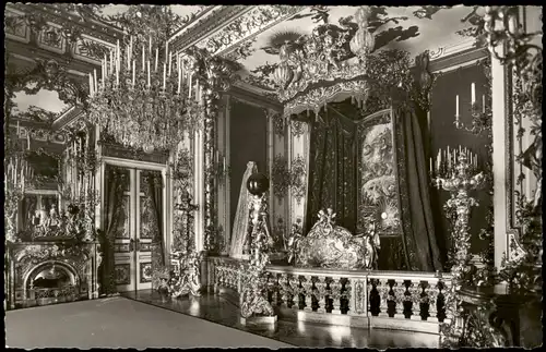 Chiemsee Schloß Herrenchiemsee Schlafzimmer des Königs Ludwig II. 1960