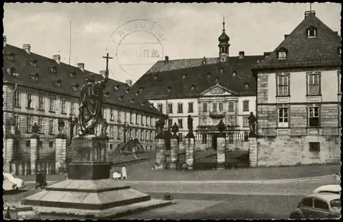 Ansichtskarte Fulda Schloß und Bonifatius-Denkmal 1960