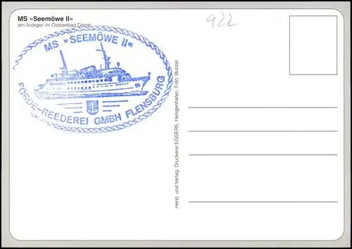 Ansichtskarte Damp-Amt Schlei-Ostsee am Anleger MS SEEMÖWE 1997  mit Bordstempel