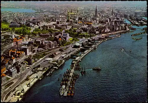 Ansichtskarte Hamburg Luftbild Hafen und Stadt 1964