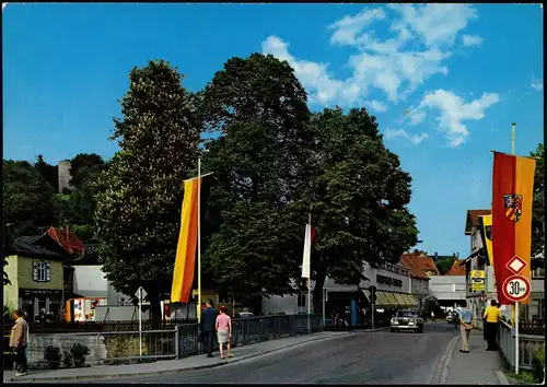 Bad Sooden-Bad Sooden-Allendorf Salz-Brücke Kaufhaus  Burgruine - Fahnen 1977