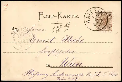 Ansichtskarte  Kinder Künstlerkarte Mädchen mit Puppe 1897 gel. Hallein Stempel