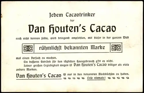 Ansichtskarte  Dan Houten's Cacao. Reklame & Werbung Hafenmotiv 1911