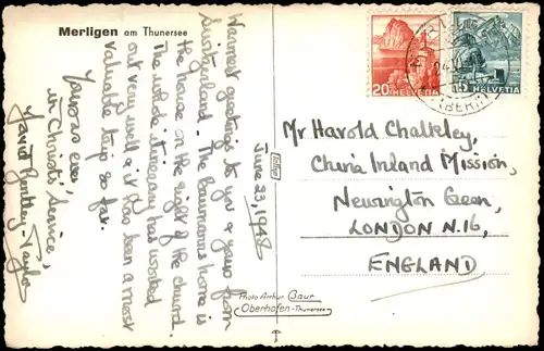 Ansichtskarte Merligen Stadtblick 1948