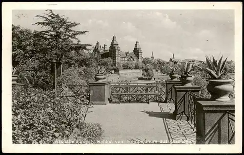 Ansichtskarte Aschaffenburg Schloß vom Pompejanum aus 1953