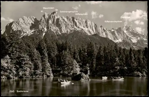 Ansichtskarte Grainau Badersee, Beschreibung der Bergkette 1959