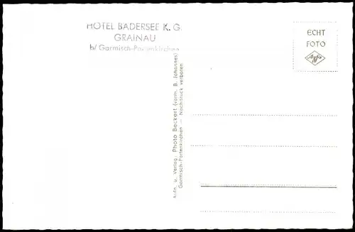 Ansichtskarte Grainau Badersee, Beschreibung der Bergkette 1959